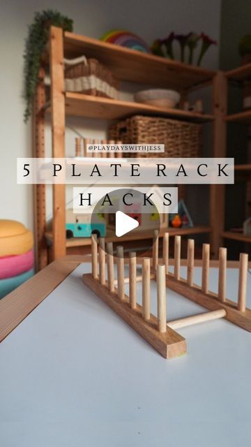 Ikea Plate Rack Hack, Ikea Plate Holder Hack, Ikea Ostbit Hack, Ikea Plate Holder, Ikea Plate Rack, Cheap Ikea Hacks, Play Hacks, Bamboo Plates, Plate Rack