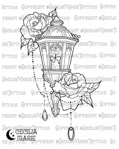 "This listing is for \"Ornate Lantern\" an Original Design By me, Cecilia Marie and I'm excited you are interested in getting my artwork permanently tattooed on you! I believe tattoos are a journey and I'm happy to be apart of your tattoo journey! If you enjoy my designs but cannot travel to my Private Studio to get tattooed by me, fear not, for I am now allowing my designs to be tattooed when you purchase this One-Time Personal Use TATTOO TICKET!  In the Tattoo and Artist World, it is frowned u Candle Lantern Tattoo, Ticket Tattoo, Ornate Lantern, Lantern Tattoo Design, Tattoo Ticket, Believe Tattoos, Sunflower Tattoo Sleeve, Lantern Tattoo, Clover Tattoos