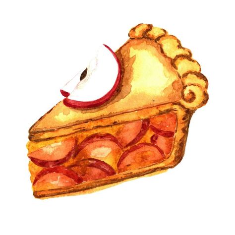 Watercolor apple pie Apple Pie Watercolor, Apple Pie Drawing Easy, Pie Art Drawing, Pie Slice Drawing, Apple Pie Tattoo, Apple Pie Drawing, Apple Pie Illustration, Apple Pie Art, Apple Pie Aesthetic