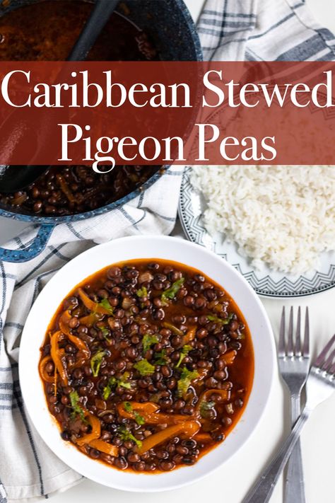 Pigeon Peas Recipe, Stew Peas, Pigeon Peas, Bean Pot, Rice And Peas, Pea Recipes, Island Food, Garden Recipes, Caribbean Recipes