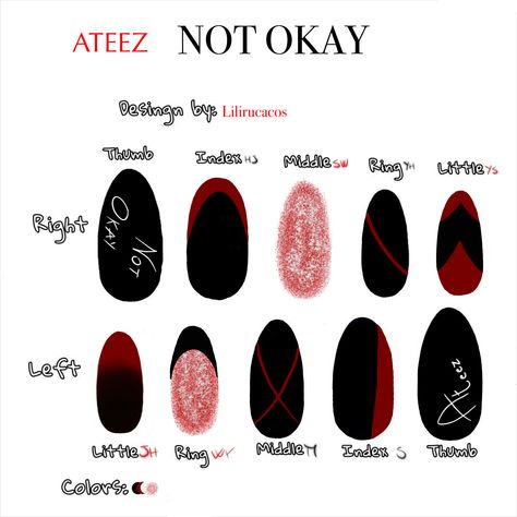 Ateez Nails Designs, Ateez Inspired Nails, Ateez Nail Art, Ateez Nails, Asia Nails, Pop Nails, K Pop Nails, Kpop Nails, Kpop Concert Outfit