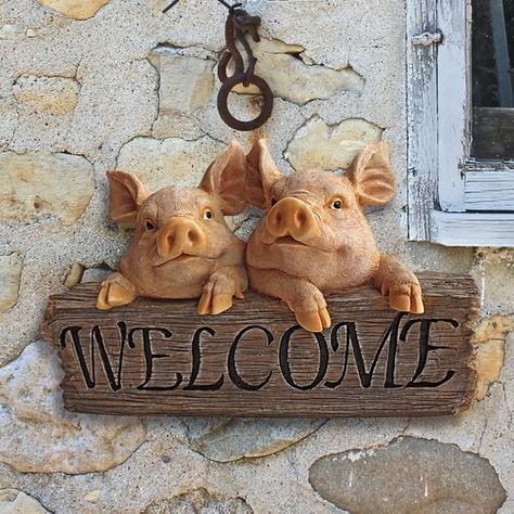 Resin Welcome Sign, Rooster Statue, Statue Decor, Outdoor Garden Statues, Pig Decor, Garden Sculptures, Crane Bird, Decorative Wall Plaques, Bird Statues