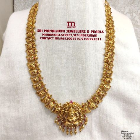 Long Gold Haram Designs Indian, Gold Haram Designs Indian Latest, Gold Haram Designs Indian, Kasula Haram, Kasu Haram, Nakshi Necklace, Temple Jewelery, Gold Haram Designs, Gold Necklace Price