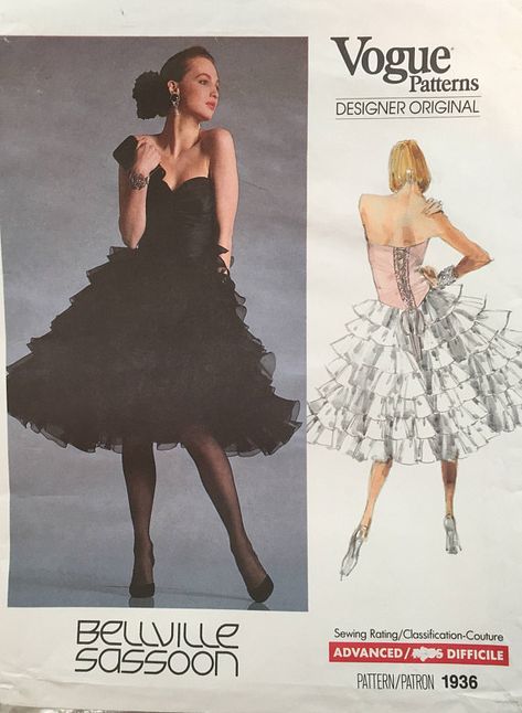 Rare Vintage Vogue Belville Sassoon Cocktail Dress w Lace-Up Bellville Sassoon, Ruffle Dresses, Special Event Dresses, Event Dress, Vogue Sewing, Vogue Pattern, Vogue Patterns, Vintage Vogue, Fashion Over 50