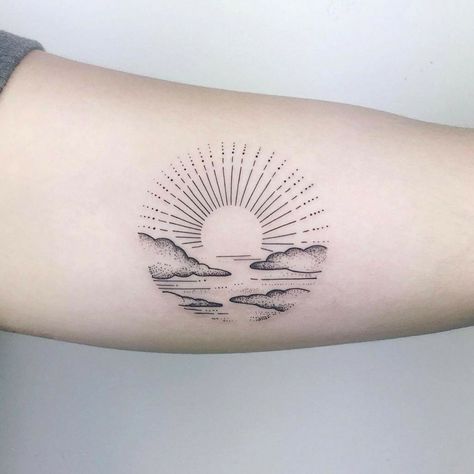 Wildflowers Tattoo, Sunrise Tattoo, 20 Tattoo, Private Tattoos, Sunset Tattoos, Water Tattoo, Shape Tattoo, Summer Tattoo, Illustration Tattoo