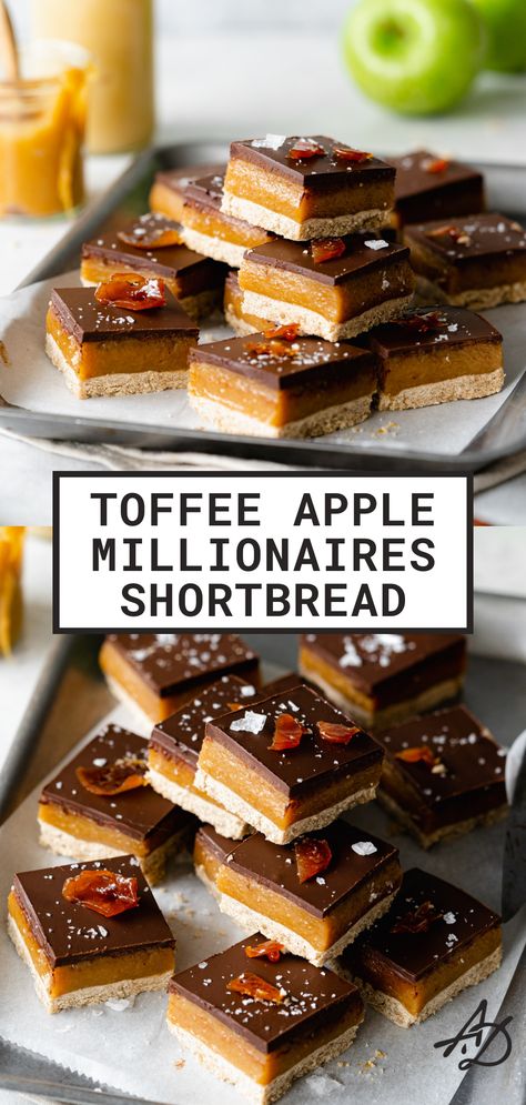 Autumn Bakes, Vegan Toffee, Vegan Caramel Slice, Food Polls, Millionaire Bars, Millionaires Shortbread, Toffee Apples, Christmas Bakes, Vegan Tarts