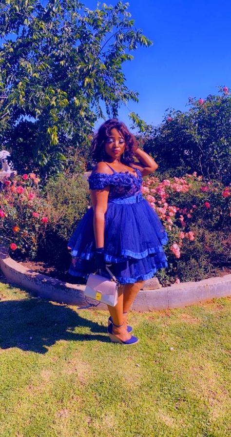 Royal Blue Dress Outfit Casual, Blue Dress Outfit Casual, Sotho Wedding, Royal Blue Dress Outfit, Best African Dress Designs, Modest Black Dress, Blue Dress Outfit, Dress Outfit Casual, Xhosa Attire