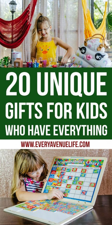 unique gifts for kids who have everything Unique Gifts For Girls, Non Toy Gifts, Unique Gifts For Kids, Cool Gifts For Kids, Presents For Kids, Big Gifts, Unique Kids, Birthday Gifts For Kids, Unique Christmas Gifts