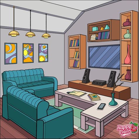 Living Room Cartoon, Nursery Rhyme Crafts, Cartoon Building, Interior Architecture Drawing, Fashion Illustrations Techniques, Perspective Art, Interior Illustration, Cartoon Background, Cool Outfits For Men