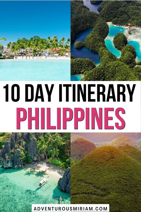 Get the perfect 10 day Philippines itinerary that includes magical Boracay, Bohol and Palawan. Find out how to plan your Philippines trip here. #philippines Philippines Itinerary, Phillipines Travel, Philippines Trip, Philippines Destinations, Alona Beach, 10 Day Itinerary, Coron Island, Philippines Cebu, Philippine Holidays