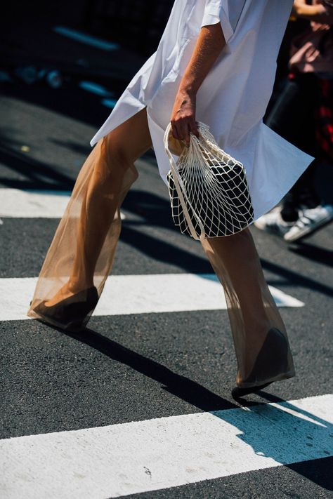 New York Fashion Week Street Style Trends September 2017 | British Vogue Sheer Pants, White Ankle Boots, New York Street Style, New York Fashion Week Street Style, New Street Style, Street Style 2017, Street Style Trends, Fashion 101, Winter Trends