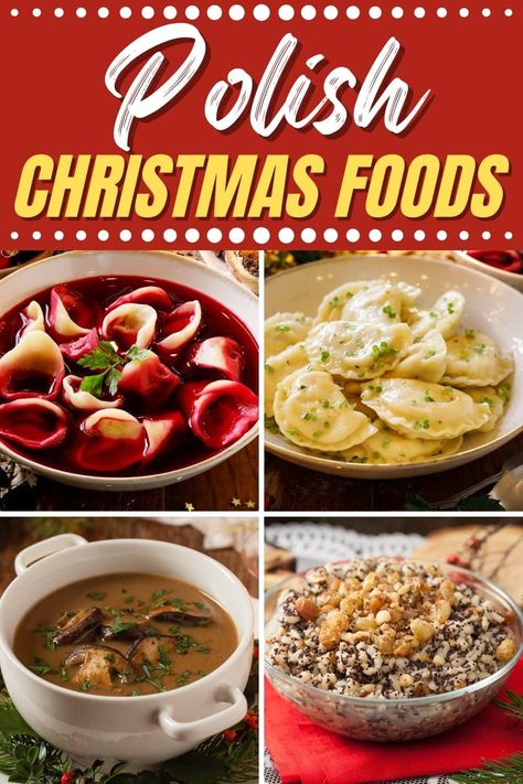 These traditional Polish Christmas foods provide an authentic holiday experience! From stuffed cabbage to mushroom soup to pierogi, be sure you're hungry when preparing this feast! Polish Mushroom Soup Christmas, Polish Dishes Traditional, Polish Christmas Eve Recipes, Traditional Polish Christmas Food, Ukrainian Christmas Traditions, Polish Christmas Eve Dinner, Polish Christmas Desserts, Polish Food Recipes Authentic, Polish Christmas Recipes