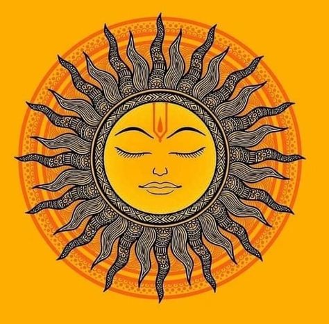 Sun Drawing, Sun Painting, Hinduism Art, Vedic Art, Madhubani Art, Tanjore Painting, Goddess Artwork, Madhubani Painting, Indian Folk Art