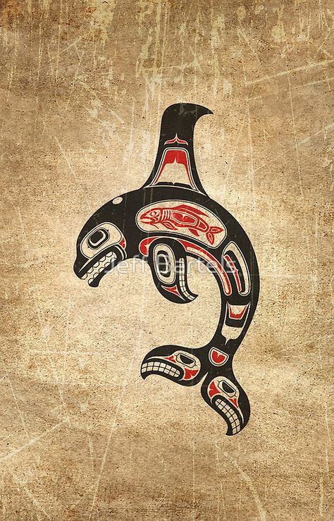 Red and Black Haida Spirit Killer Whale Tatouage Haida, Killer Whale Tattoo, Haida Tattoo, Arte Haida, Orca Art, Native American Drawing, Orca Tattoo, Whale Art Print, Native Artwork