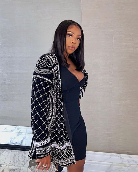 Sophiology Outfits, Black Woman Luxury Aesthetic, Outfit Links, Luxury Aesthetic, Luxury Lifestyle, Black Women, High Neck Dress, Highlights, Long Sleeve Dress