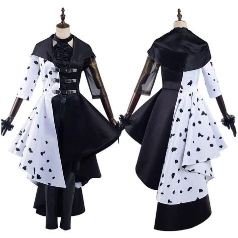 Cruella Cosplay freeshipping - NOVUS ORDO MAKERS Black White Dress Outfit, Villain Fashion, Cruella 2021, Cruella Costume, Deadpool Cosplay, Superman Costumes, White Dress Outfit, Suit Cosplay, Wonder Woman Costume