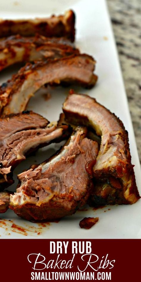 Baked Pork Ribs | Baked Ribs | Dry Rub for Pork Ribs |  Dry Rub for Ribs | Oven Baked Pork Ribs |  Oven Baked Ribs | Pork Ribs | Baby Back Ribs | Spareribs | Small Town Woman |  #bakedribs #dryrubribs #smalltownwoman Baked Pork Ribs Oven, Backed Ribs, Dry Rub For Pork Ribs, Ribs Oven Baked, Pork Rib Dry Rub, Ribs Dry Rub, Dry Rub For Pork, Babyback Ribs In Oven, Rub For Pork Ribs