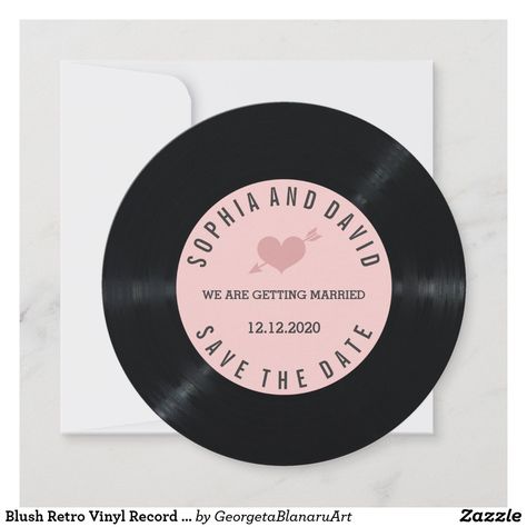 Blush Retro Vinyl Record Wedding SAVE THE DATE 90s Wedding Invitation, Music Wedding Theme, Vinyl Record Wedding, Record Wedding, Vinyl Records Music, Lavender Background, Music Wedding, Music Themed Wedding, Beautiful Gradient