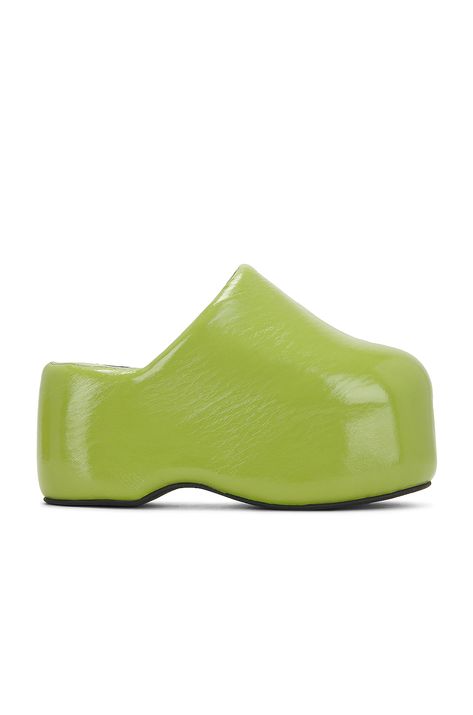 Simon Miller Platform Bubble Clog in Kiwi | REVOLVE Socks With Heels, Cute Clothes Ideas, Chili Red, Simon Miller, Platform Clogs, Pine Green, Downtown Los Angeles, Funnel Neck, Fashion Help