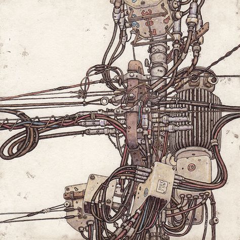 ea...007 Wires Drawing Reference, Machine Drawing Illustration, Electricity Drawing, Robot Anatomy, Mechanical Reference, Tech Outfit, Mechanical Art, Wire Drawing, Industrial Design Sketch