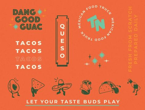 Taco Truck Branding, Mexican Food Branding, Food Truck Branding, Truck Branding, Taco Thursday, Livery Design, Truck Icon, Retro Logo Design, Taco Truck