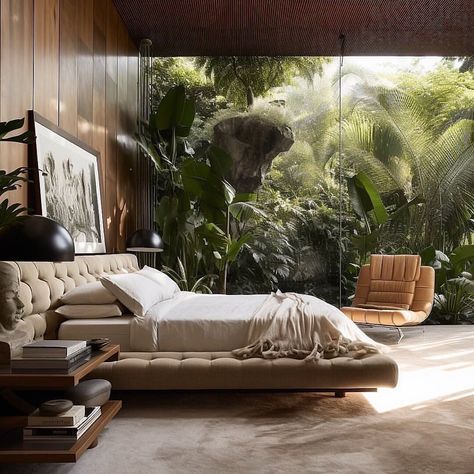 Transform your surroundings into a sanctuary of sustainability with our eco-friendly architectural solutions. @reverse.orientalism Follow @breckandfox for more. Layout Villa, Office Guest Bedroom, Japandi Interiors, Bedroom Nook, Japandi Home, Tropical Bedrooms, Luxury House Designs, Guest Bedrooms, Cozy Bedroom