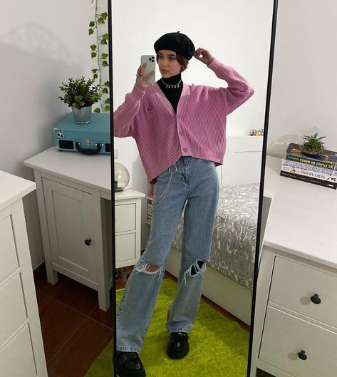 Pink Sweater Outfit, Pink Y2k Outfit, Sweater Jeans, Fashion Things, Pink Y2k, 1 Or 2, Work Outfits, Pink Sweater, Cute Pink