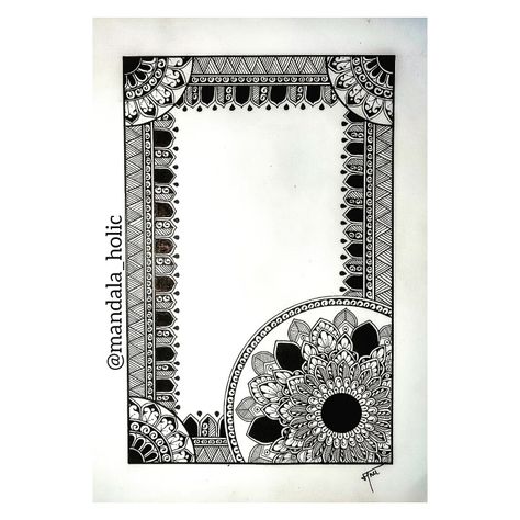 Mandala border design Indian Art Border Design, Page Borders Design Mandala, Mandala Frame Design, Border Mandala Art, Mandala Art Frame Design, Mandala Cover Page For Project, Mandala Art For Project Front Page, Mandala Art Corner Design, Mandala Border Design Simple