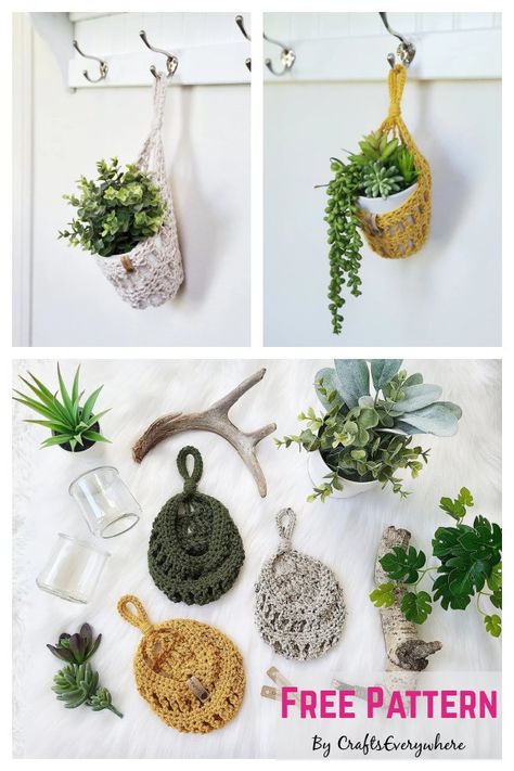 Free Crochet Hanging Basket, Crochet Hanging Basket Pattern, Stylish Storage Ideas, Crochet Hanging Baskets, Hanging Basket Pattern, Crochet Pouches, Crochet Hanging Basket, Crochet Blanket Stitch Pattern, Crochet Plant Hanger