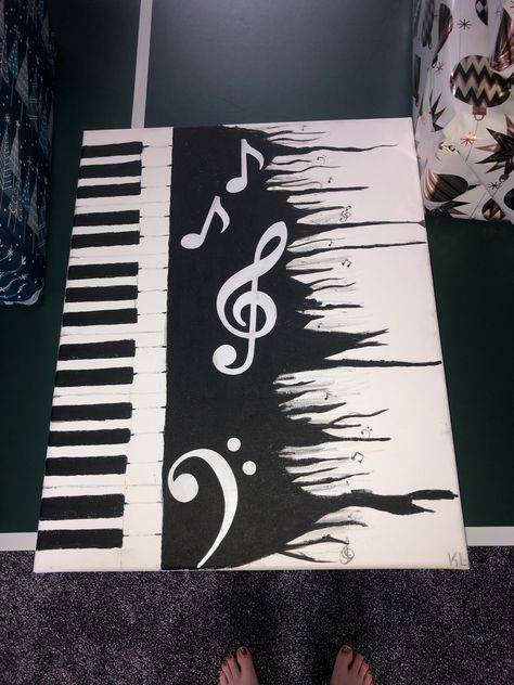 Piano Painting Ideas, Painting Ideas Music, Music Acrylic Painting, Music Painting Ideas, Music Painting Canvas, Father's Day Drawings, Neon Art Painting, Music Art Painting, Music Paintings