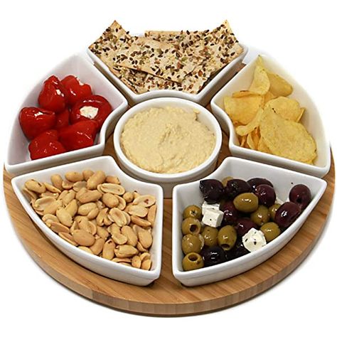 Occasion Lazy Susan Rotating or Revolving Dip Set Snack Bowl Serving Platter with Ceramic Dishes: Amazon.co.uk: Garden & Outdoors Lazy Susan Serving Tray, Snacks Dishes, Delicious Snacks, Snack Bowls, Snack Plate, Ceramic Pots, Lazy Susan, Ceramic Dishes, Dipping Sauce