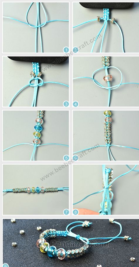 #Beebeecraft Tutorials on how to make #bracelet with thread and #crystalbeads. Bead And Thread Bracelet, How Make Bracelets, How To Make Friendship Bracelets With Beads, How To Make Bracelets With Thread And Beads, Nylon Bracelet Ideas, Bracelet Making Tutorial Thread, Bracelets With Thread, How To Make Bracelets With Thread, How To Make Bracelets