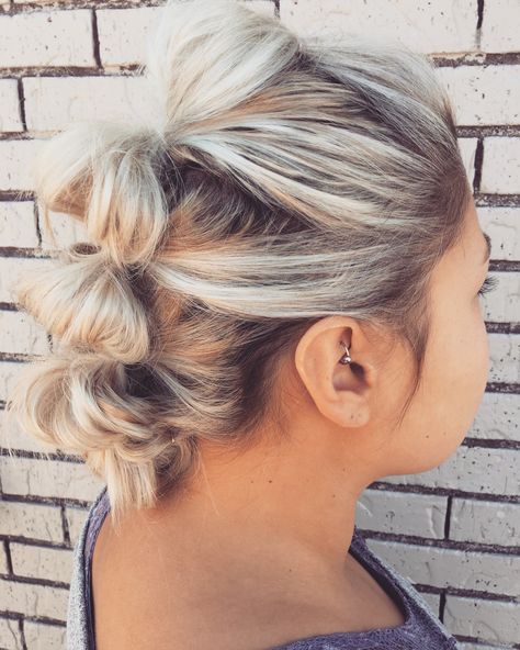 Bubble Braid Mohawk Short Hair, Short Hair Mohawk Updo, Mohawk Ponytail Short Hair, 3 Bun Hairstyle Mohawk, Mohawk Braid Short Hair, Mohawk Buns Hairstyles, Mohawk Bun Hairstyles, Hair Mohawk Updo, Fake Mohawk Hairstyles For Women