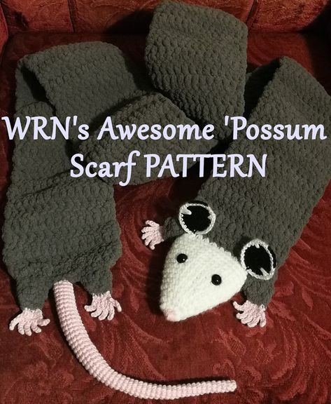 Wrn's Awesome 'possum Scarf PATTERN PDF Crochet - Etsy Australia Possum Scarf, Awesome Possum, Crochet Mignon, Confection Au Crochet, Fun Crochet Projects, Crochet Design, Yarn Projects, Diy Crochet Projects, Scarf Pattern