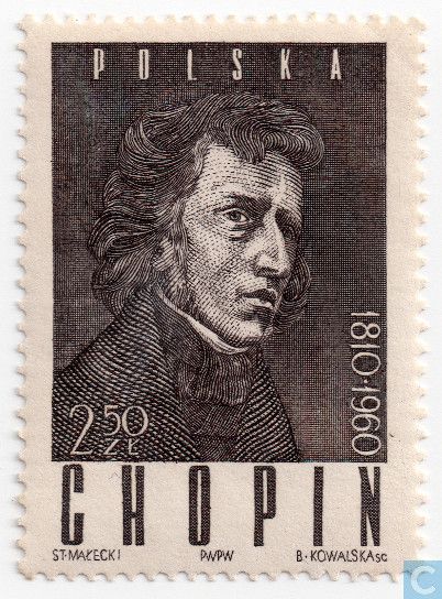 Polonia 1960 - Fryderyk Franciszek Chopin fue un compositor y virtuoso pianista polaco-francés considerado como uno de los más importantes de la historia y uno de los mayores representantes del Romanticismo musical. Frederick Chopin, Fryderyk Chopin, Classical Music Composers, Frédéric Chopin, Postage Stamp Art, Theatre Poster, Music Composers, Post Stamp, Postal Stamps