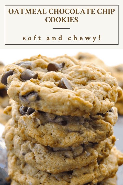 Chocolate Chip Raisin Cookies, Chocolate Chip Cookies Soft, Cookies Soft And Chewy, Chewy Oatmeal Chocolate Chip Cookies, Oatmeal Chocolate Chip Cookie Recipe, The Seasoned Mom, Cookies Soft, Easy Oatmeal, Soft Chocolate Chip Cookies