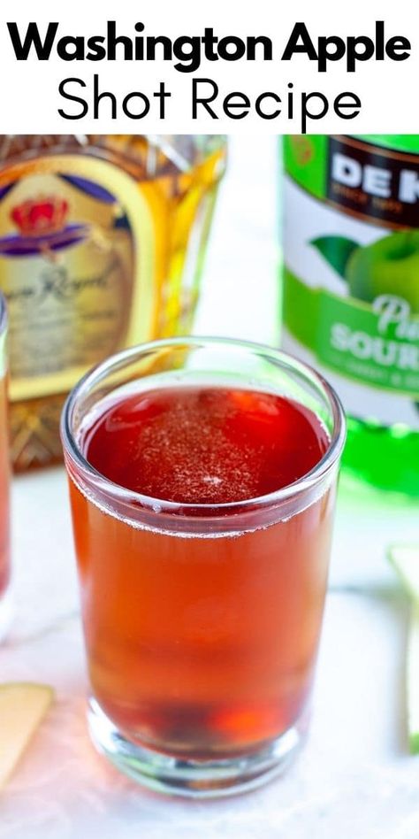 Washington Apple Drink Crown Royal, Shots With Crown Royal, Crown Apple Bottle Crafts, Washington Apple Jello Shots, Washington Apple Cocktail, Apple Shots Alcohol, Crown Royal Recipes Drinks, Washington Apple Shot Recipe, Apple Crown Royal Recipes Cocktails