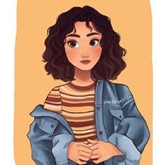 Here’s a 90’s inspired doodle!✨ Also I used this photo from Pinterest as a reference. I’m finally getting the hang of drawing hands! Yas 💛 // #procreate #digitalart #artoftheday #90s #illustration Cartoon Characters, Curly Hair, Computer, Tumblr, Hair