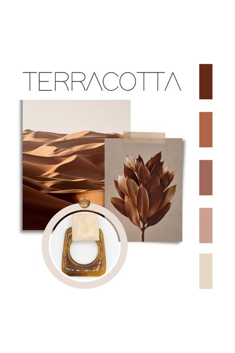 terracotta tones jewellery and fashion mood board. Terracotta Mood Board, Terracotta Material Palette, Terracota Moodboard, Terracotta Material Board, Interior Design Mood Board Terracotta, Terracotta Serveware, Marbled Resin, Terracotta Jewellery, Board Inspiration