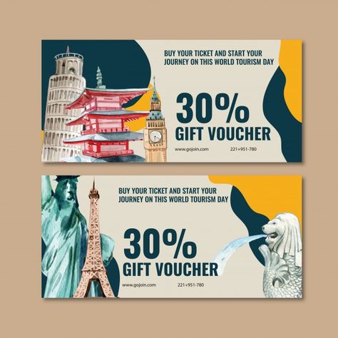 Postcard Design Inspiration, Voucher Design, Tourism Day, Graphic Design Tutorials Learning, Tower Of Pisa, Ticket Design, Coupon Design, Membership Card, Zebra Stripes