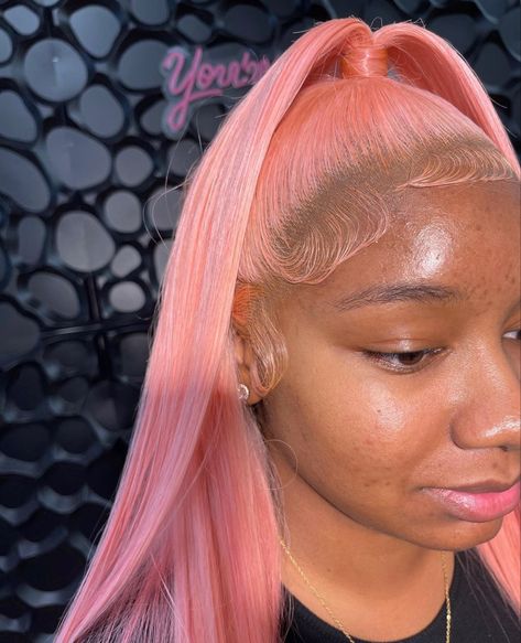 Pink Half Up Half Down, Pink Wig Half Up Half Down, Light Pink Wig Black Women, Blonde And Pink Lace Front Wig, Light Pink Wig Install, Pink Lace Front Wig Light Skin, Hairstyles Weave, Black Girls Hairstyles Weave, Classy Hairstyles