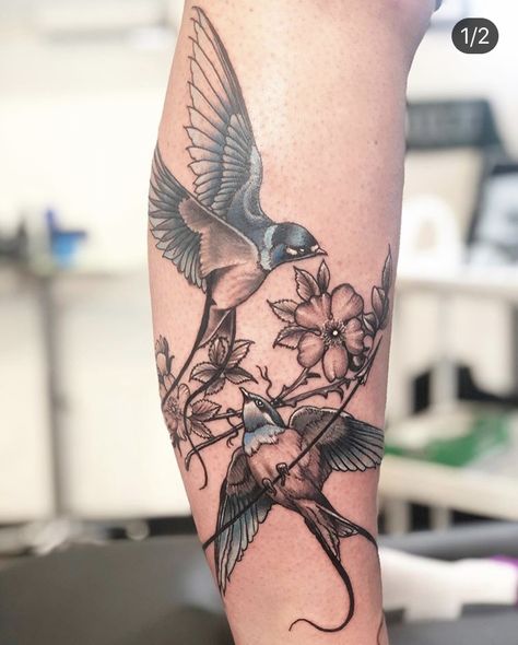 Nacho Party, Swallow Tattoo Design, Blue Swallow, Swallow Tattoo, Swallow Bird, Foot Tattoo, Swallows, Flower Tattoos, Tattoo Design