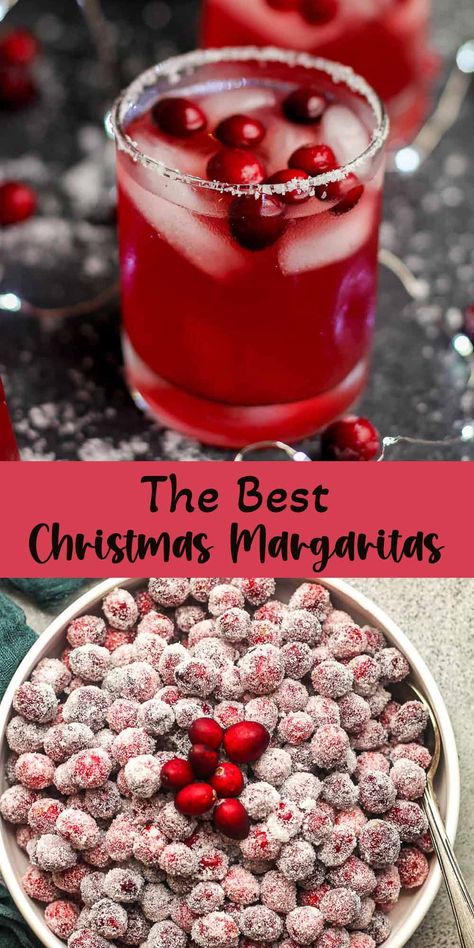 The best Christmas margaritas combine festive cranberry juice, liqueurs, fresh lime juice, and simple syrup. Add sugared cranberries to these cocktails for a vibrant holiday twist to the classic margarita. Cranberry Juice Cocktails, Christmas Margaritas, Mistletoe Margaritas, Simple Syrup Drinks, Fun Christmas Drinks, Easy Holiday Drinks, Holiday Margaritas, Holiday Drinks Christmas, Simply Juice