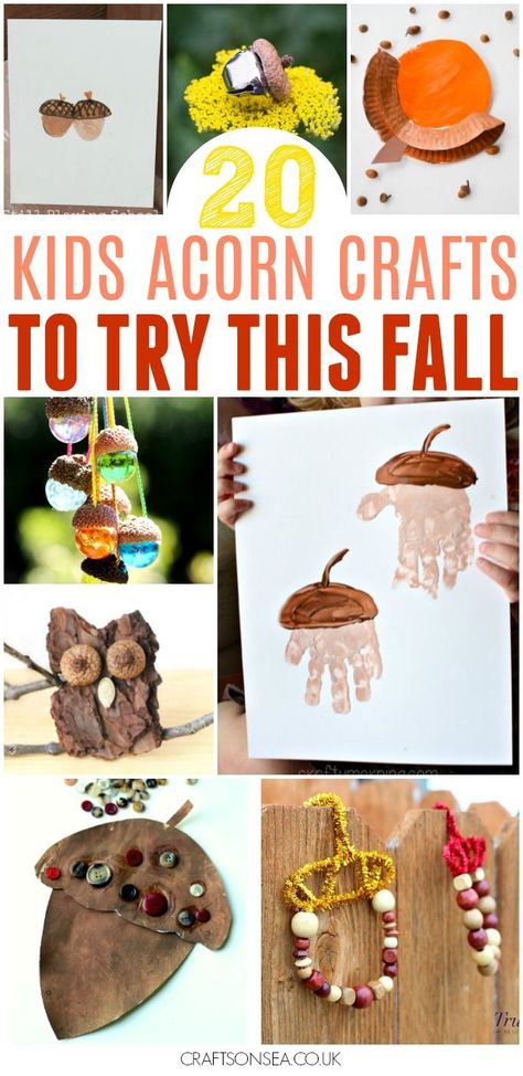 These easy acorn crafts for kids are the perfect way for kids to celebrate autumn and fall. Autumn handprint crafts, fine motor skills and sensory play. Acorn Crafts For Kids, Acorn Crafts, Art And Craft Ideas, Easy Fall Crafts, Fun Fall Activities, Autumn Activities For Kids, Handprint Crafts, Fall Crafts For Kids, Autumn Crafts