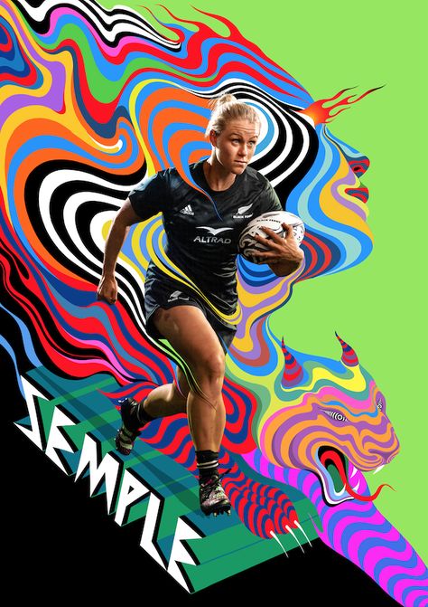 Black Ferns Rugby, Gina Kiel, Courtney Barnett, Young Celebrities, Sport Art, Rugby Players, Poster Artwork, Typographic Design, Female Athletes