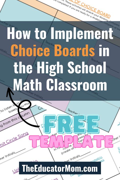 Math Choice Boards Middle School, High School Math Anchor Charts, Teaching High School Math, Choice Boards High School, Teaching Math Vocabulary, Discrete Math, Math Instructional Coach, High School Math Lesson Plans, Academic Coach