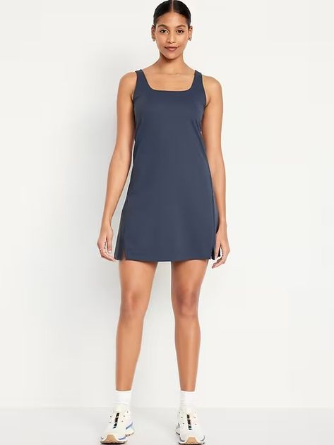 PowerSoft Square-Neck Athletic Dress | Old Navy Athletic Dress, Shelf Bra, Petite Size, Wicks, Square Neck, Old Navy, Sleeveless Dress, Built In, Bra