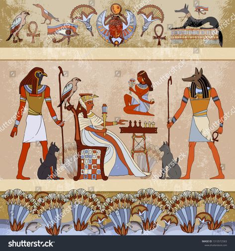 Murals ancient Egypt scene mythology. Egyptian gods and pharaohs. Hieroglyphic carvings on exterior walls #Ad , #spon, #scene#mythology#Egyptian#Murals Botanical Floral Art, Art Deco Boho, Retro Theme, Picture Frame Art, Soft Bedding, Abstract Line Art, Egyptian Art, Abstract Nature, Quality Photo