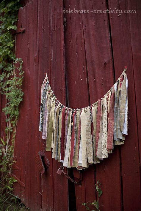 Fabric Strips Projects, Fabric Strip Banner, Fabric Strip Garland, Pinterest Christmas Crafts, Using Fabric Scraps, Buffalo Check Christmas Decor, Diy Tassel Garland, Decorative Garland, Buffalo Plaid Christmas Decor