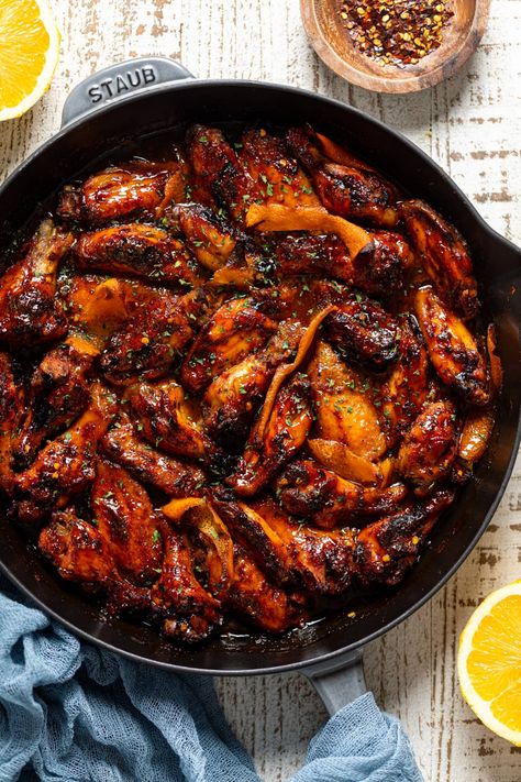 Orange Chicken Wings Recipe, Orange Chicken Wings, Wings Recipe Easy, Spicy Orange Chicken, Main Entrees, Chicken Wings Recipe, Wings Recipe, Orange Chicken, Chicken Marinades